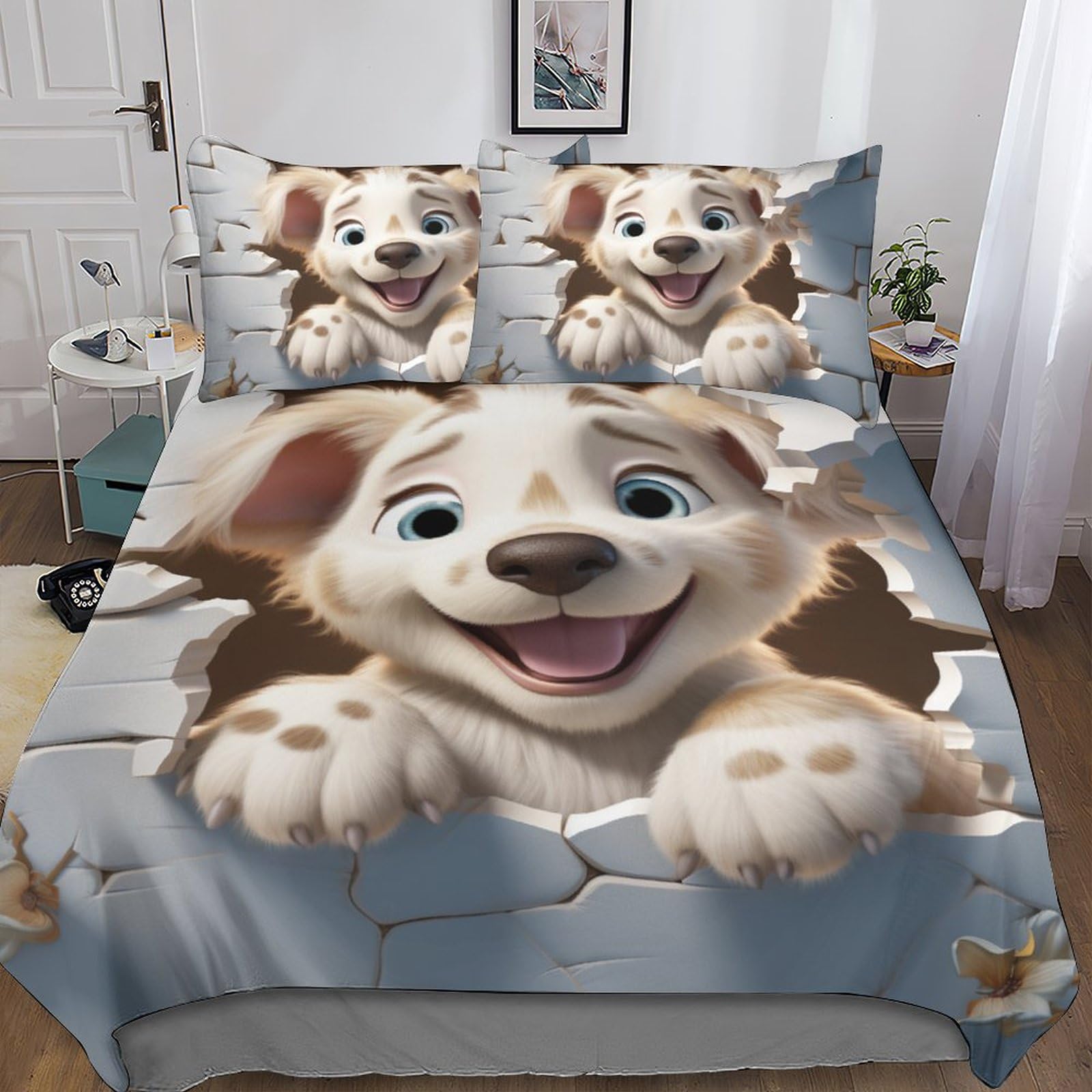 Ensemble de literie 3D chiens mignons pour transformer la chambre des enfants avec style