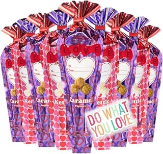 Gourmet Popcorn - Limited Valentine's Day Edition Pack of 12 Popcorn Mini Cones & Exclusive Inspirational Sticker! Includes 6 Caramel Corn & 6 Kettle Corn Cones.