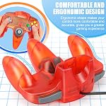 Wired USB N64 Controller, FISUPER Classic Video Game Controller USB Gamepad for Windows PC MAC Raspberry PI Retropie (Clear Red)