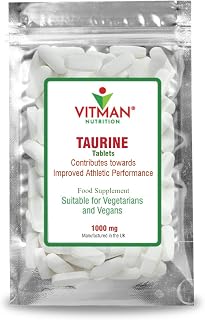 L-Taurine 1000mg 90 Tablets High Strength Energy and Endurance Sports Fitness Supplement Pre Workout Muscle Pump Gym Boost, Brain & Heart Health - Made for VitMan Nutrition