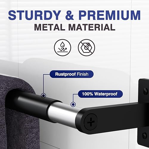 Miniatura 2 de Powools Toallero para baño  Toallero resistente a la corrosión de 24 pulgadas, resistente barra de toalla montado en la pared, colgador de toallas