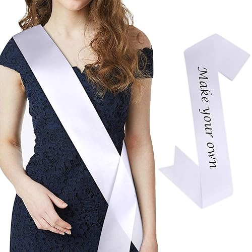 CIEHER Sash White Sash Blank Satin Sash Bride Sash Custom