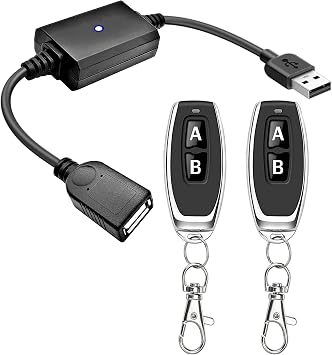 DC 5V USB Wireless Remote Control Switch,5A Heavy Duty RF Relay Power Switch Power Only,No Data,433MHz Long Range 164ft Works Through Walls,2 Transmitters 1 Receiver for LED Strip,Fan