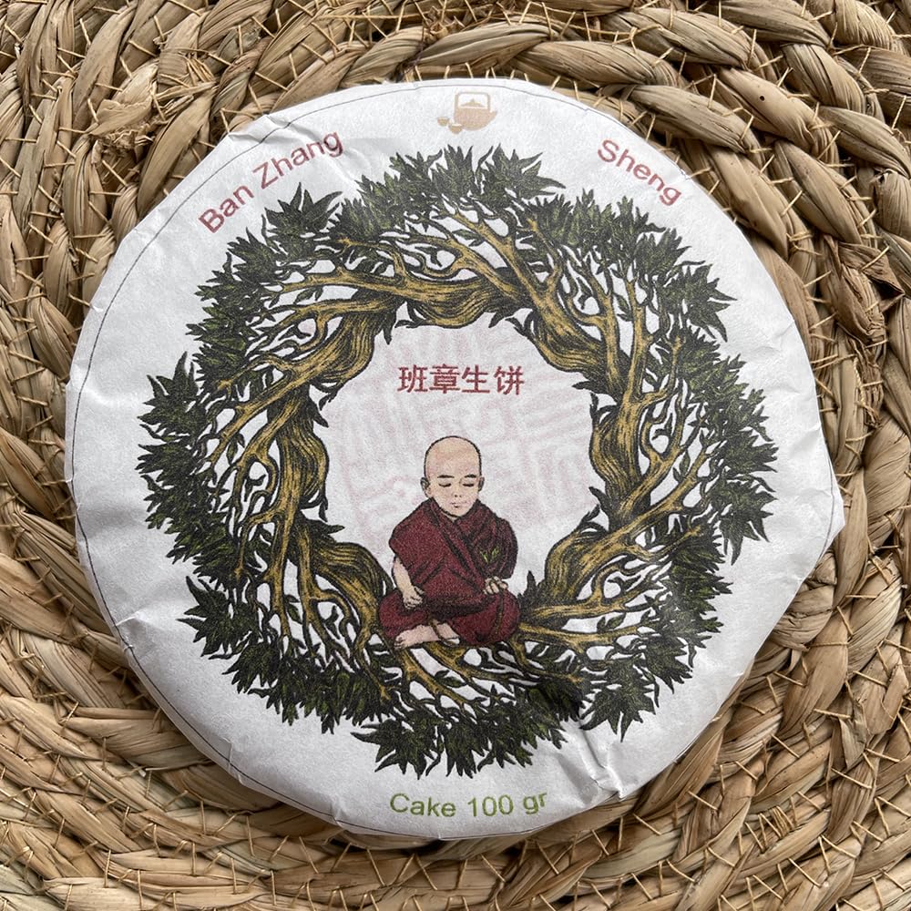 Herbata Puer Sheng (surowa) ORGANICZNE ciasto Ban Zhang • 2018 zbiór • 100g Opakowanie • Wysokiej jakości chińska herbata • TEA SOUL