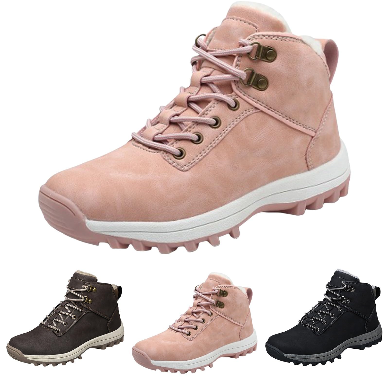 Generisch Schneeschuhe Herren Mit Schnürung, Sneaker Herren Fitness, Sportschuhe Warm Trekkingschuhe High-Top Outdoorschuhe Leichtgewicht Winterschuhe Einfarbig Atmungsaktive Joggingschuhe