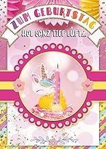 bentino Birthday Card for Girls with Luminous Candle for Bunching, Greeting Card Plays the Song "How schön, dass Du geboren bist", DIN A5 Set with Envelope, Greeting Card with Music