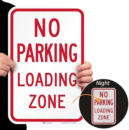 Miniatura 2 de SmartSign Kit "No Parking Loading Zone"  Letrero de aluminio de grado ingeniero de 12 x 18 pulgadas, soporte base de poste y hierro fundido,