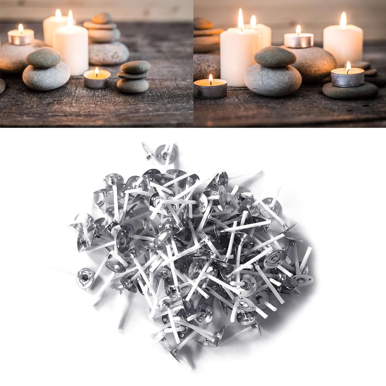 200Pcs Cotton Wicks Pre Waxed and Tabbed Cores with Tabs for Handmade Scented Tealight Crafting Project