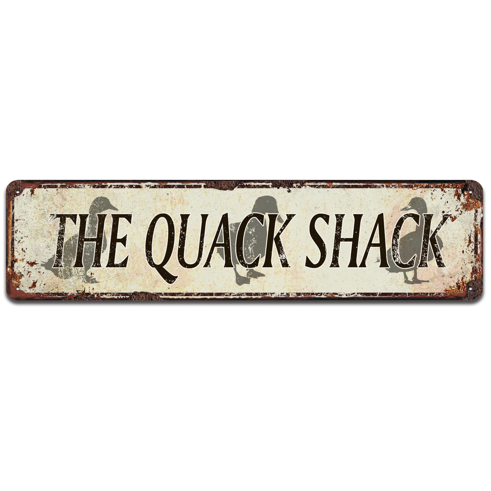 Rustic Style Outdoor Safe Metal Duck Signs for Duck House Decor - The Quack Shack,Funny Tin Sign 4x16 Inch