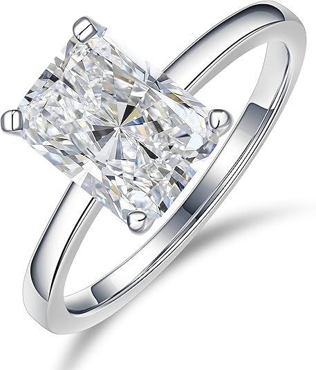 Moissanite Ring 18K White Gold Plated Moissanite Engagement Rings