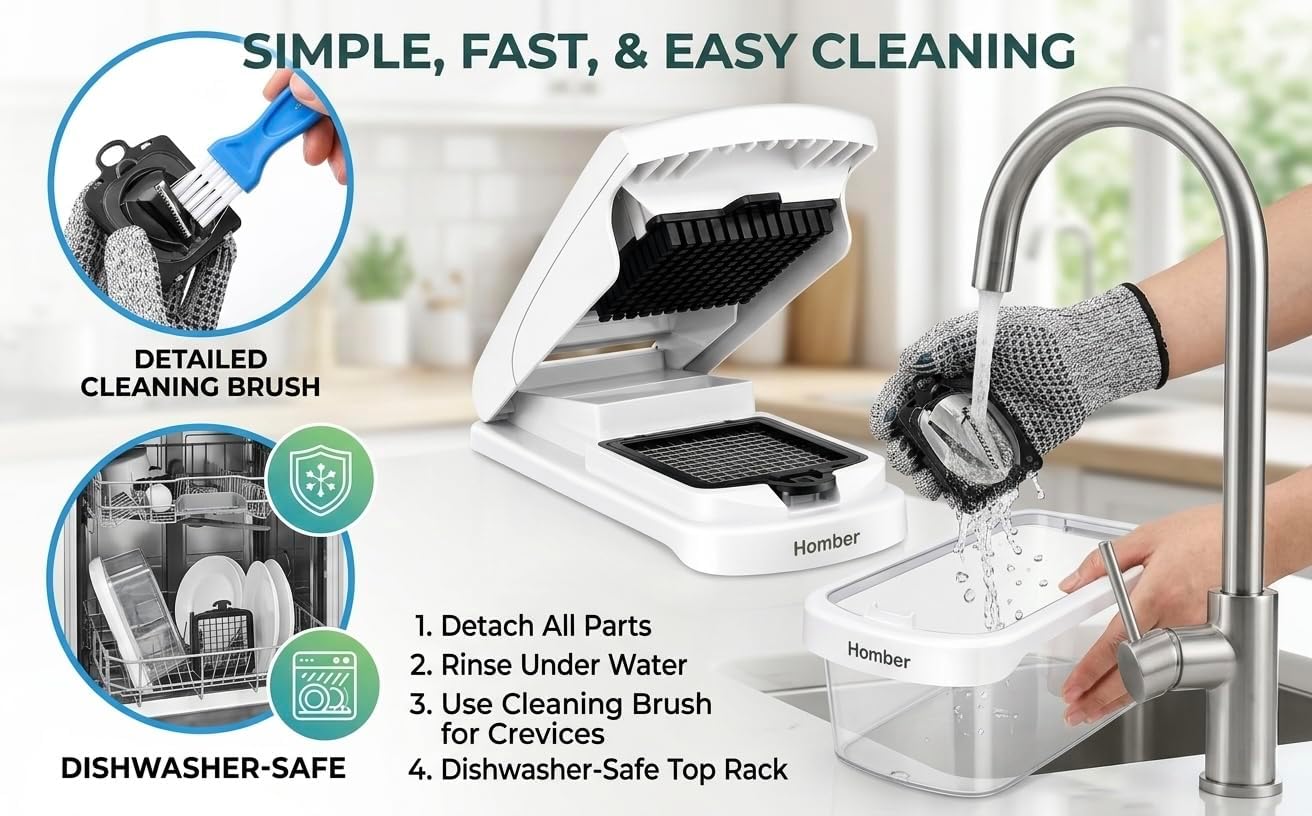 Vegetable Chopper, Manual Food Chopper with Sharp Stainless Steel Blades, Multipurpose Vegetable Cutter for Onions, Tomatoes, Cucumbers & Meal Prep