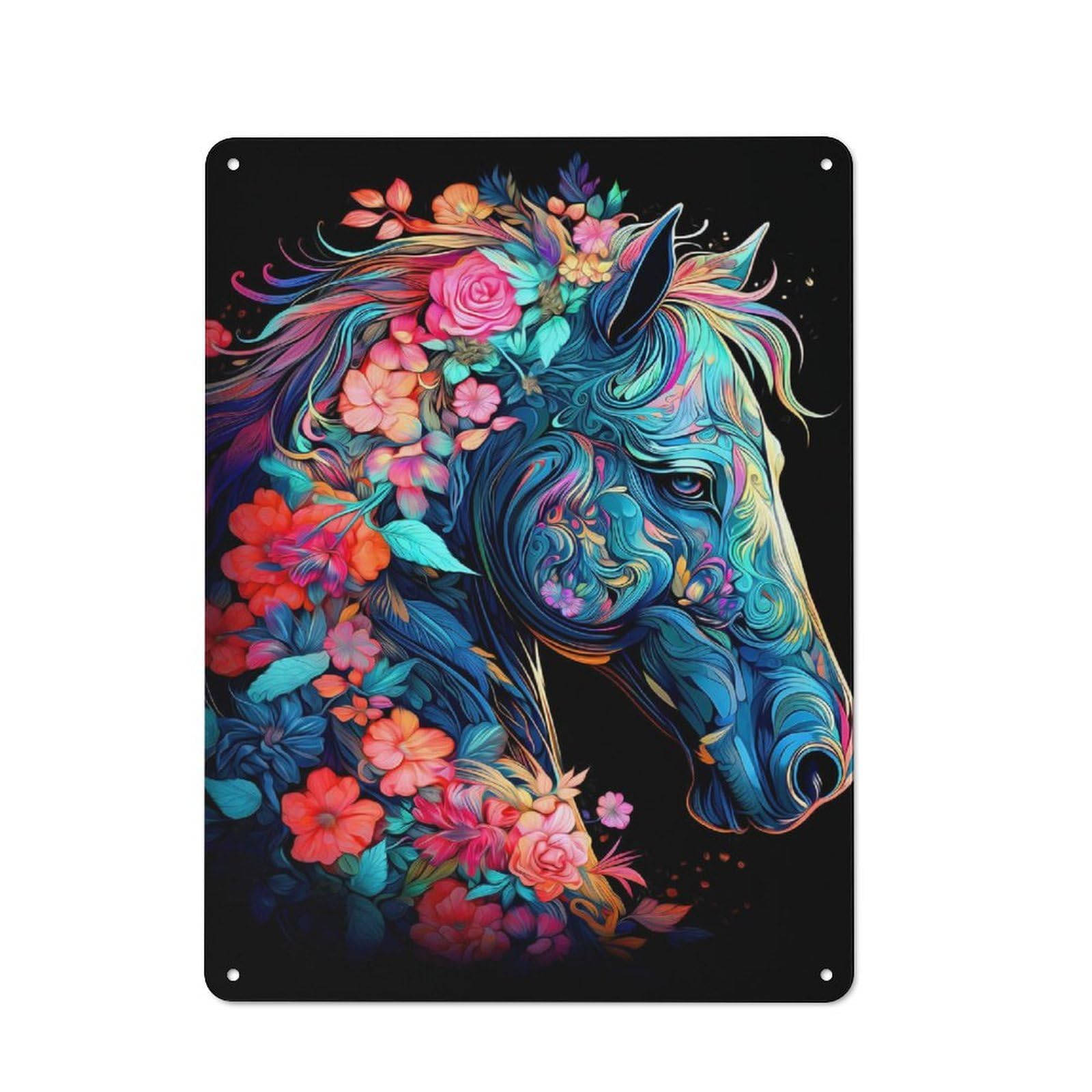Horse Retro Metal Sign 40x30cm, Old Fashioned Retro Room Decor for Living Room, Hallway, Kitchen Or Cafe