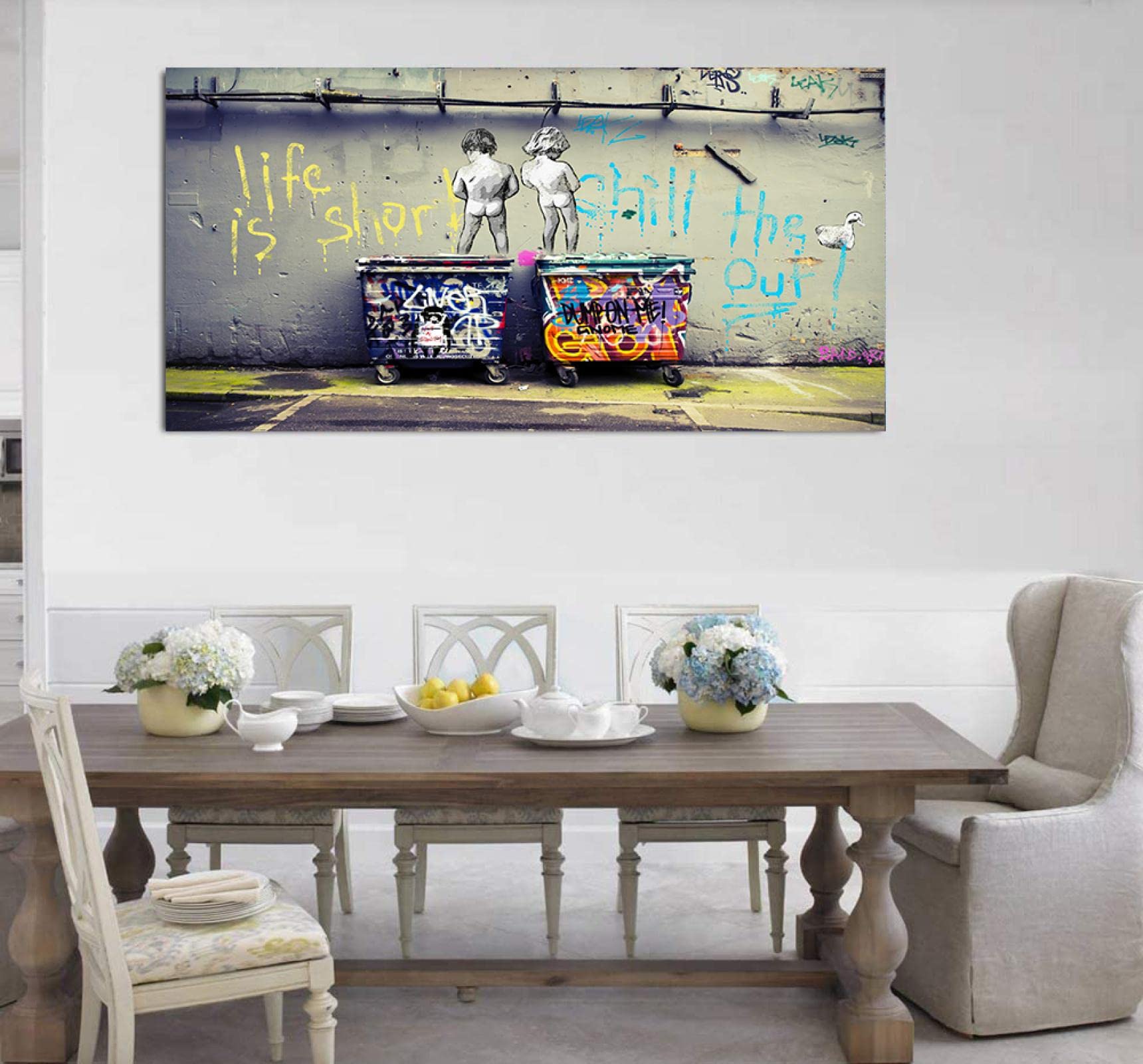 Banksy Graffiti Art lienzo abstracto pintura carteles e impresiones "Life Is Short Chill The Duck Out" pared lienzo arte decoración del hogar