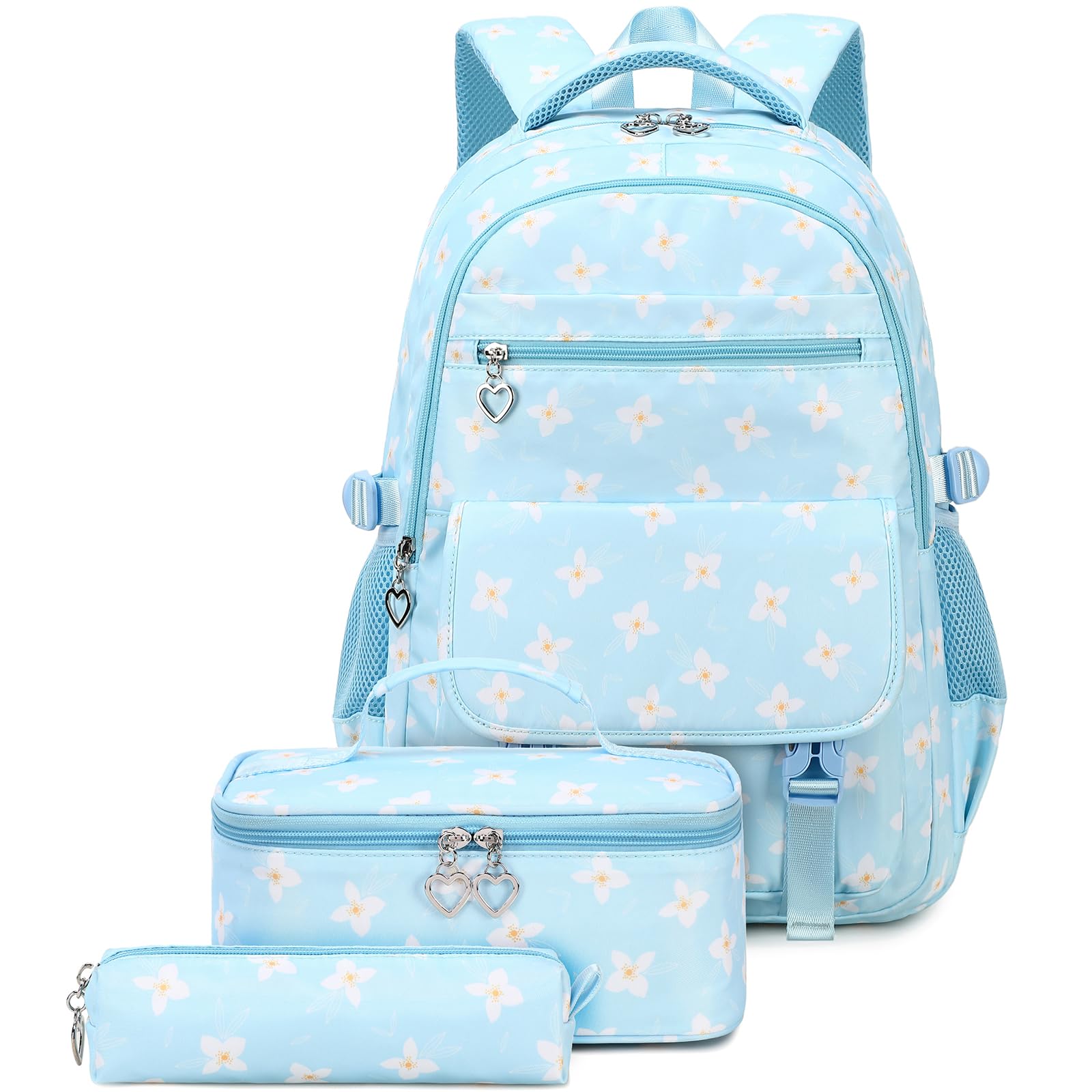 Joyfulife School Backpack and Lunch Bag Set for Girls, Lightweight Teen Backpacks for Girls School Bags Kids Backpack with Lunch Box and Pencil Case
