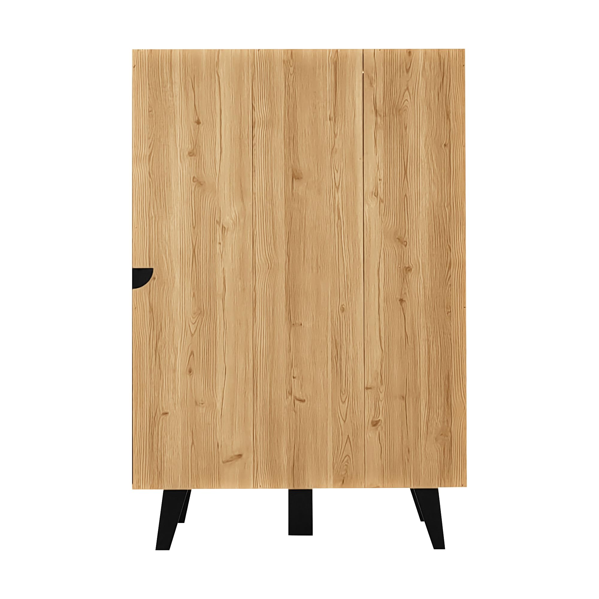 KAZZIO Armarios auxiliares, aparador, vitrinas con cristal e iluminación LED. Contiene laminados, una combinación de colores negro y madera, diseño único de rayas de madera negra