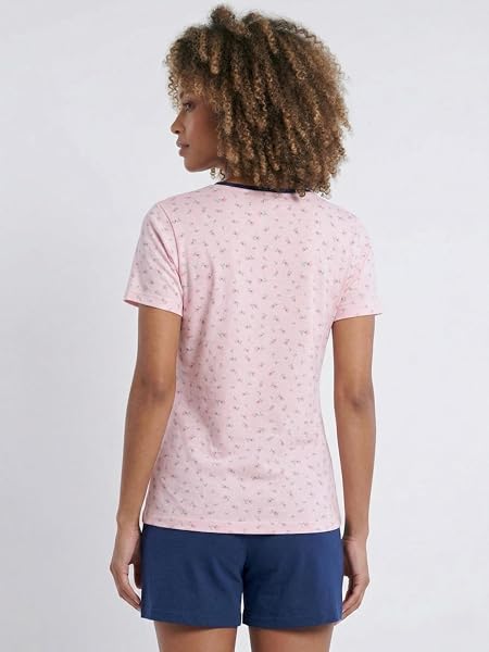 de fonseca Pigiama Corto Donna Puro Cotone Maglia e Pantaloncino Pigiama Donna Cotone Estivo Traspirante Design Moderno 2 Pezzi - 2