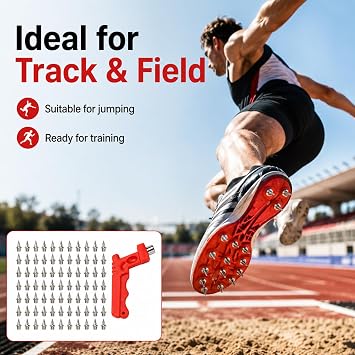 60 Pack 6mm Track Spikes, Stainless Steel Shoe Spikes with Spike Wrench