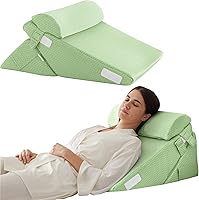 Vista 9 de Bedluxe Juego de 4 almohadas de cuña ajustables de espuma viscoelástica poscirugía para espalda, cuello, alivio del dolor de piernas, cuña de Gris