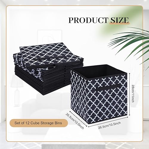 Miniatura 2 de Hillban 12 cubos de almacenamiento plegables de 11 pulgadas, cubos de tela a granel, con asas dobles, cubos organizadores para armario, juguetes