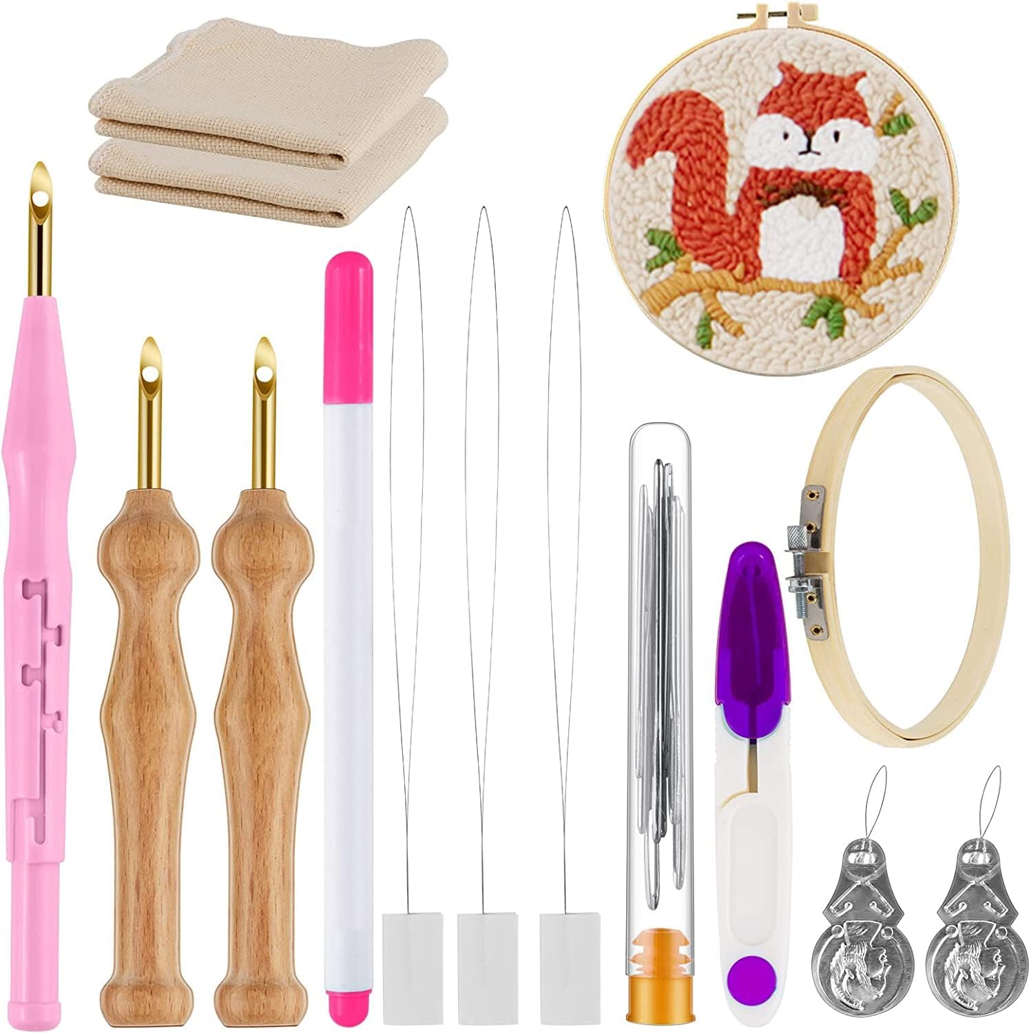 Punch Needle Kit Embroidery Needle Punch Kit Adjustable Rug Yarn Punch