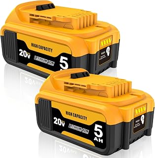 2Packs Compatible with Dewalt 20V MAX Battery 5.0Ah Lithium Replacement for DCB200 DCB201 DCB203 DCB204 DCB206 DCB208 Cordless Power Tools & Chargers DCB112 DCB115