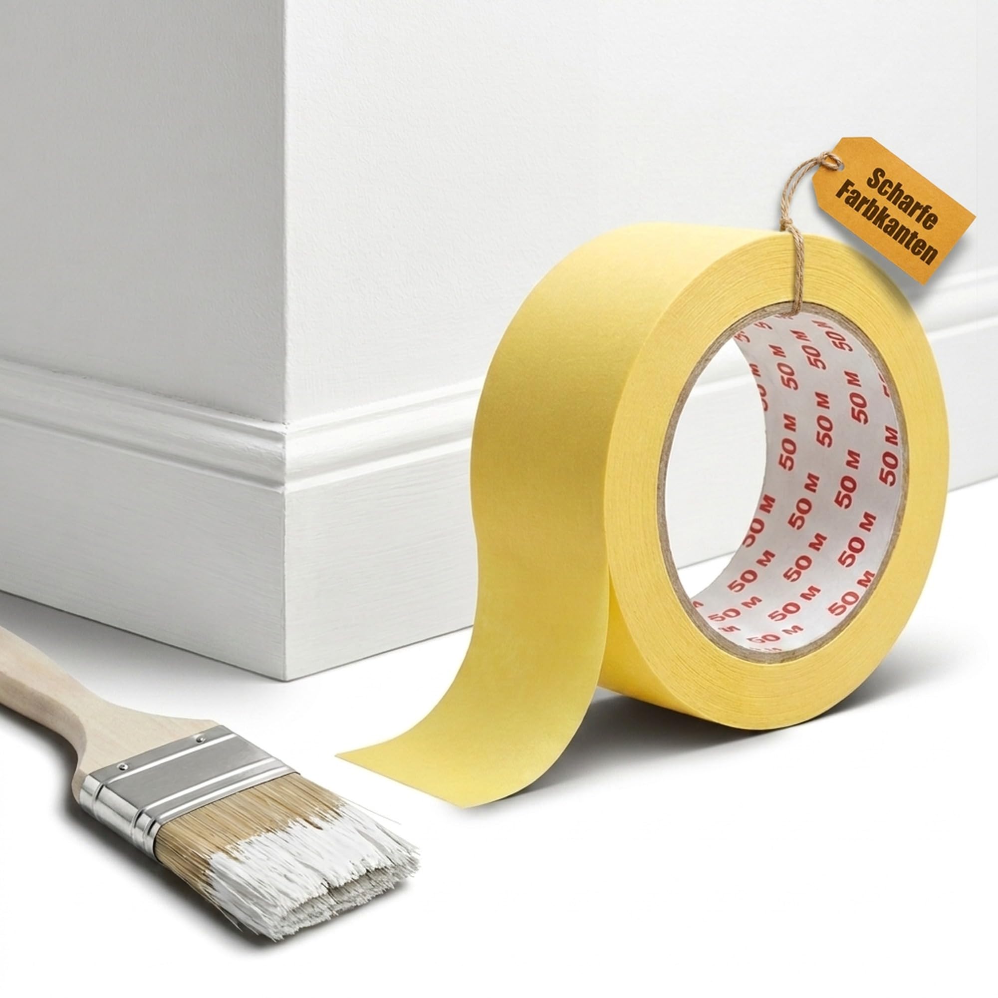 Lot de 24 rubans de masquage ou de peinture pour travaux de peinture professionnels, 50 m x 50 mm