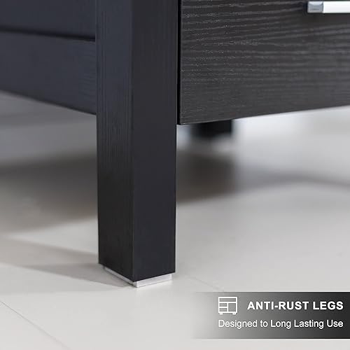 Miniatura 3 de LUCKWIND Tocador de baño pequeño de 16 pulgadas con fregadero de cerámica empotrado color negro para un espacio pequeño