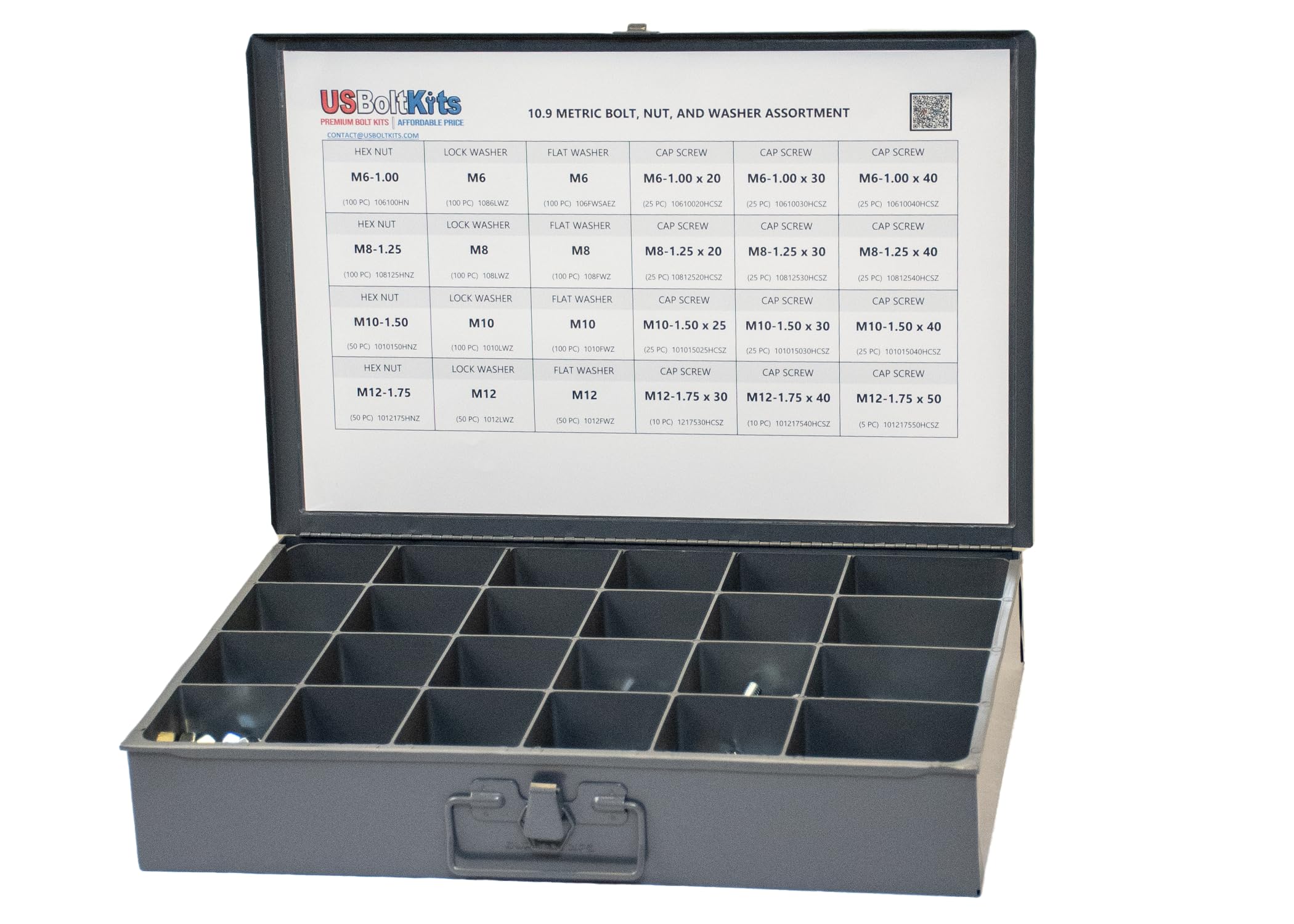 1250 Piece Metric Class 10.9 Coarse Thread Drawer Assortment