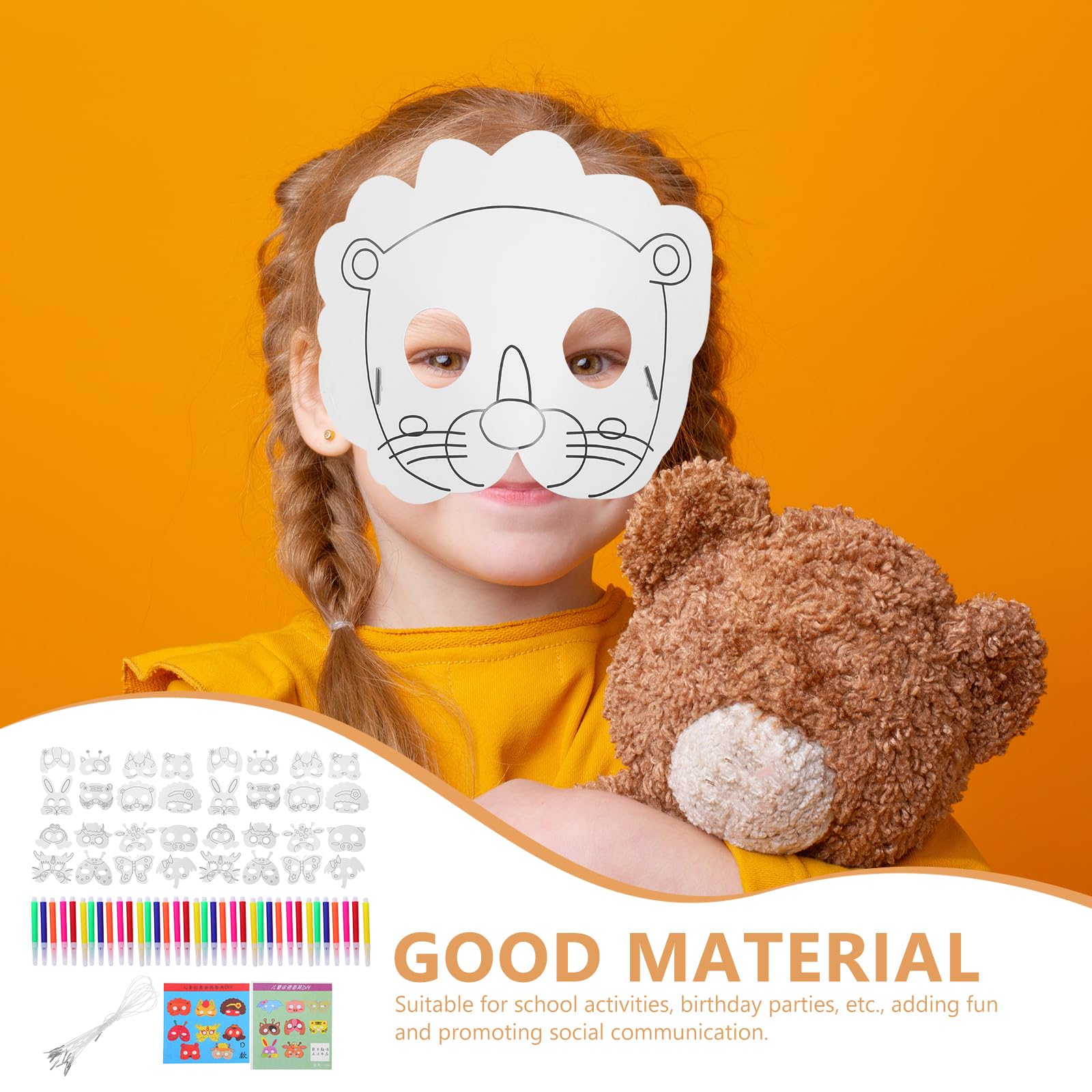BESTonZON Maschere di Carta Bianche per Animali Maschere da Dipingere per Ragazzo Ragazza e Adulti Kit di Artigianato Artistico per Feste di Compleanno Feste Tema e Cosplay