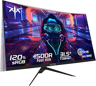 KTC 32 inch Curved Gaming Monitor, 2K 165Hz Monitor, 1440P 144Hz Monitor, 1500R Frameless, 1ms, HDR, FreeSync Premium, DisplayPort/HDMI/USB, VESA Wall Mount, PC Monitor, H32S17