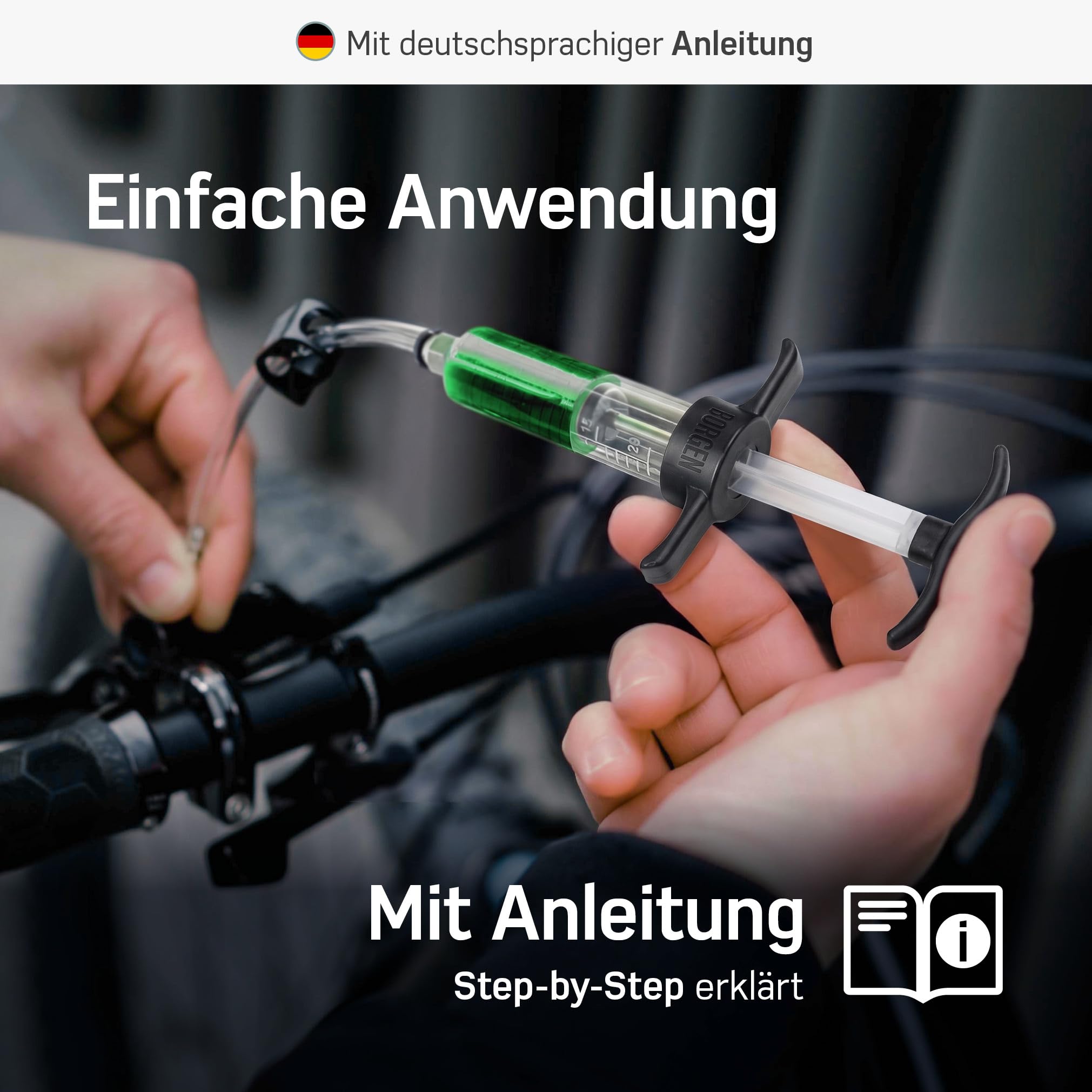 Borgen Entlüftungsset PRO für SRAM Maven & DB Scheibenbremse Fahrrad - Entlüftungskit mit Anleitung, inkl. 100ml Mineralöl Bremsflüssigkeit - Für Sram DB4, DB6, DB8 und Maven