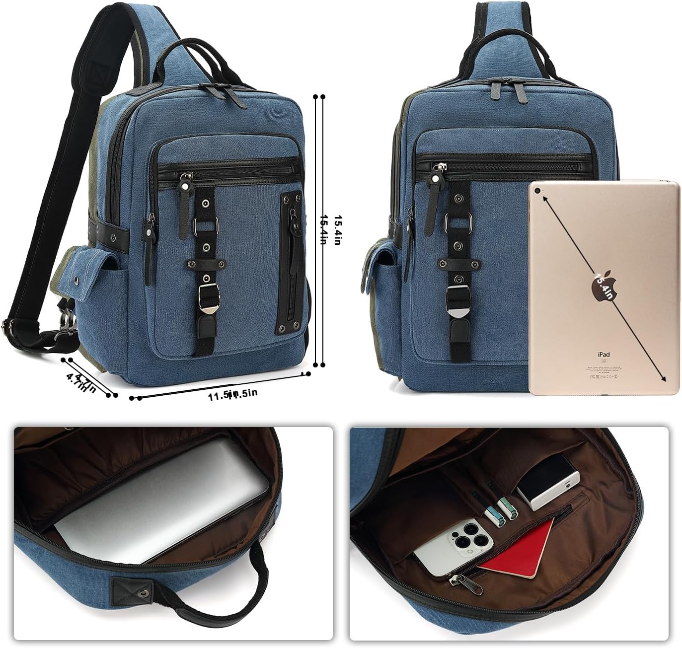 Vintage Messenger Bag, Canvas Backpack for Travel, Men's Shoulder Bag, Dual-use Bag for Hand Carry and Crossbody Carry - Image 2