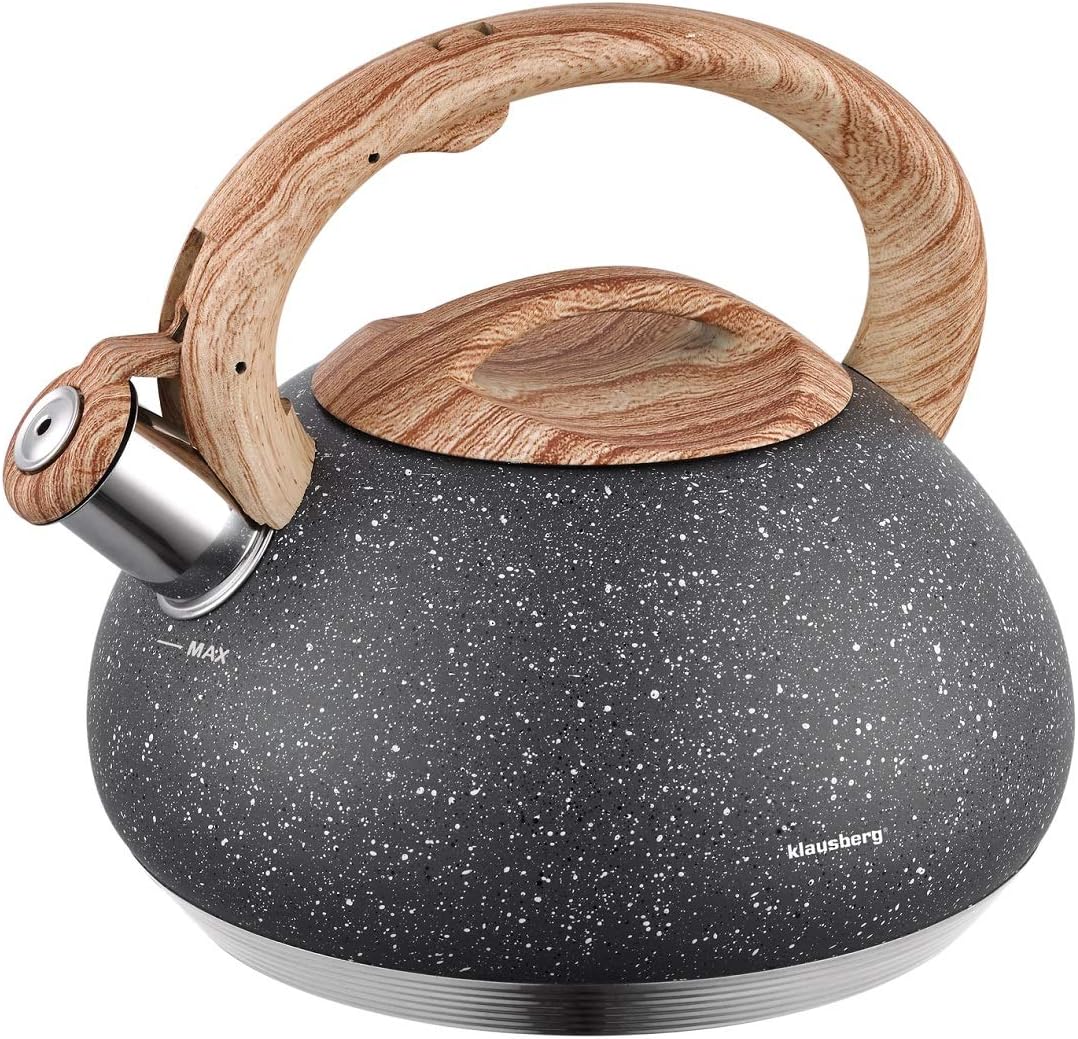KlausbergStainless Steel Grey Induction Whistling Kettle