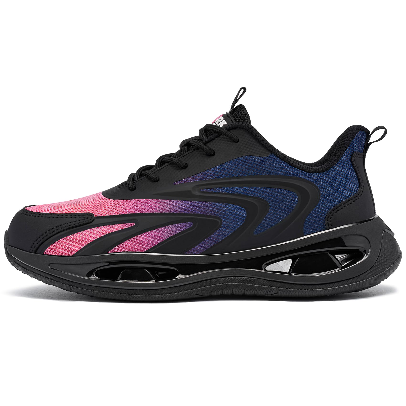 LARNMERN Zapatos de Seguridad Mujer Zapatillas de Seguridad Amortiguación Ligeros Comodidad Transpirabilidad Moda Zapatos de Trabajo(Azul Rosa,36EU)
