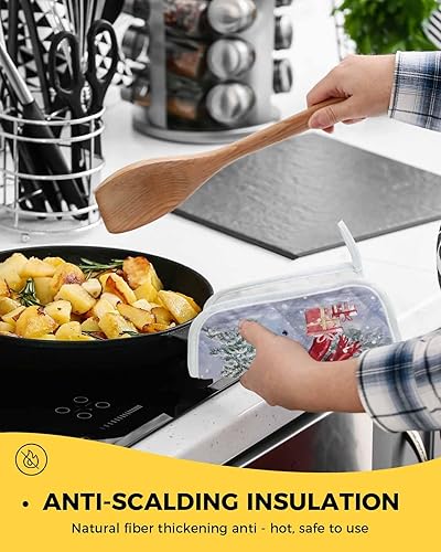 Miniatura 4 de 2 Packs Christma Pot Holders Sets for Kitchen,Oven Pan Plate Bowl Pads Heat Proof Mat with Hanging Loop,Thick Terry Cloth Potholders Soft Grip for