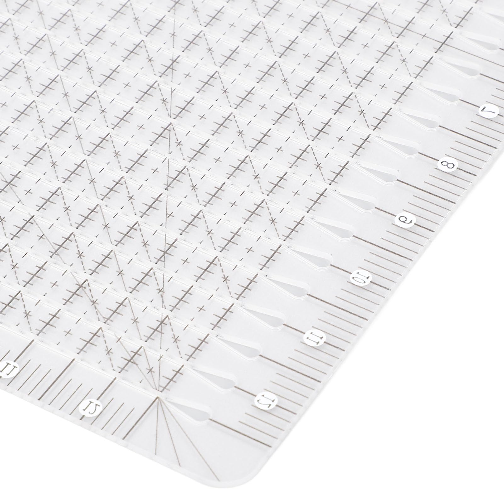YUKERMARB 12.5 x 12.5 Quilting Ruler Slotted Ruler Acrylic Transparent Square Sewing with Double Color and Alignment Lines for Precise Cutting Quilting Sewing Crafts