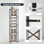 YATINEY 12-Tier Rack de chaussures étroit, Rack pour chaussures longues pour 12-24 paires, organisateur de rangement de chaussures minces avec dessus en bois, Space Sauvetage, cadre en métal, pour entrée, brun rustique et noir SS61BR
