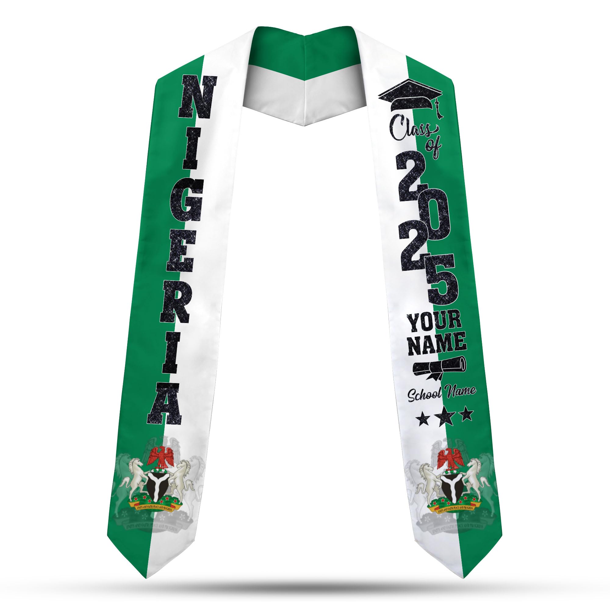 MonkeyVan Custom Nigerian Graduation Sash, Nigeria Stole Customize, Nigerian Stoles For Graduation 2025, Class of 2025 M72