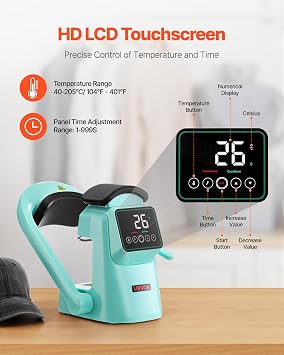 VEVOR Auto Hat Heat Press Machine, with 2pcs Interchangeable Platens, Automatic Open and Release, Touchscreen for Precise Time and Temperature Control, Heat Transfer Printing for Caps, Hats, Green