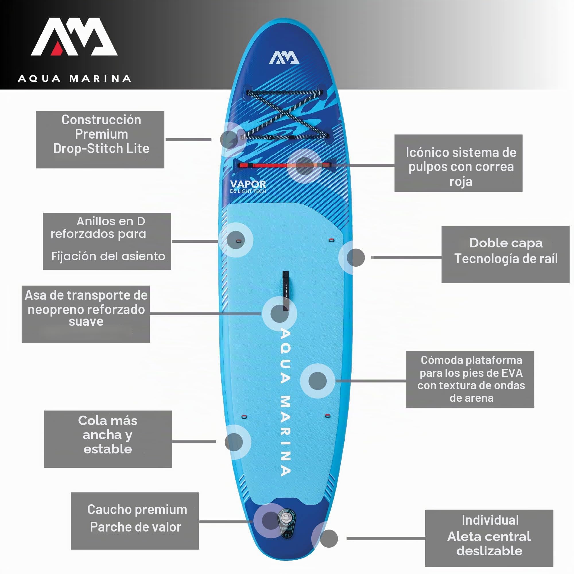 Aqua Marina Vapor - Paquete de Tabla de Remo Inflable de 10 pies 4 Pulgadas