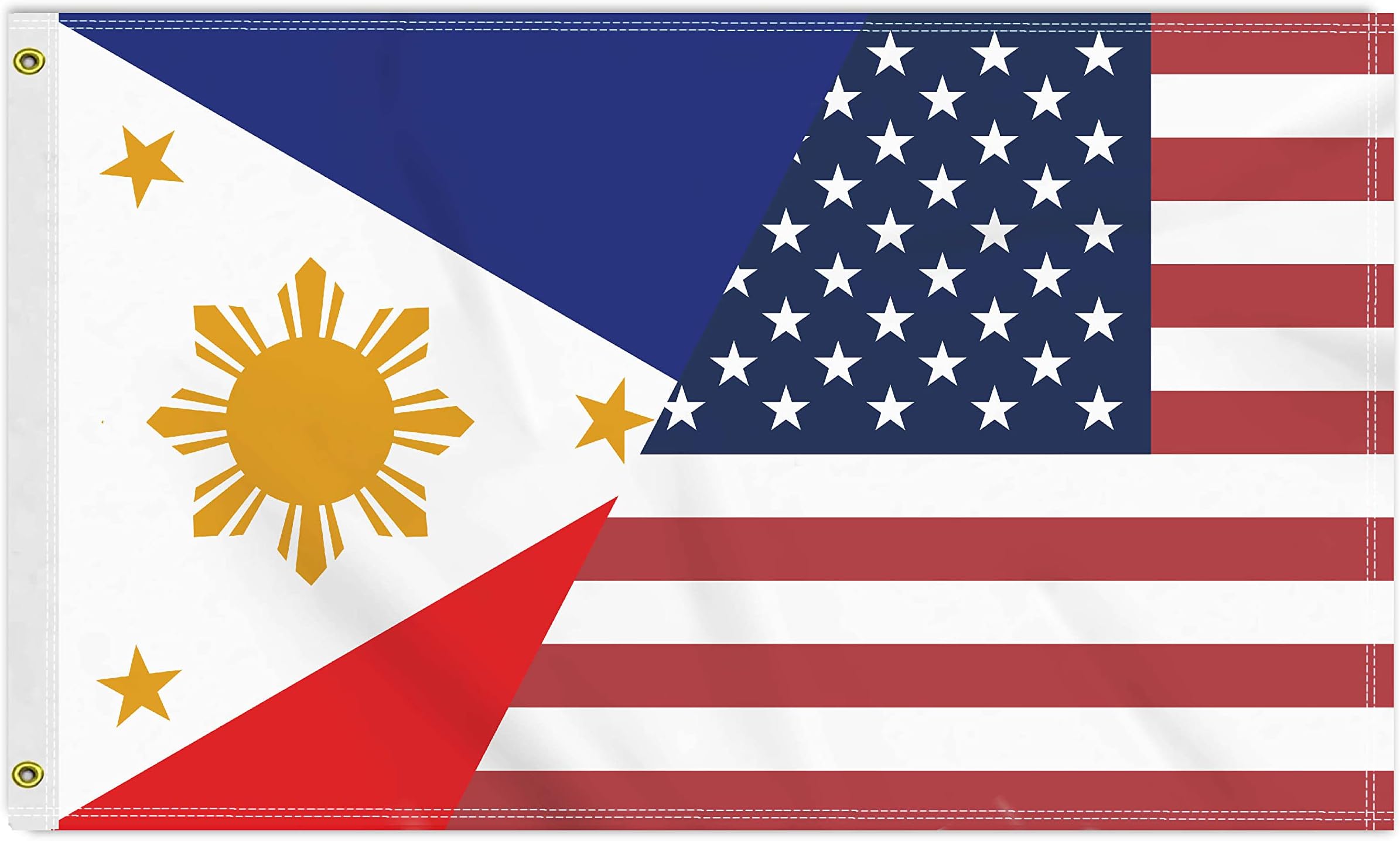 3ร5 FT USA Philippine Flag, Large 150D America Filipino Outdoor Banner,Philippines Double Side Printing Decor For Patio Garden With Brass Gromment