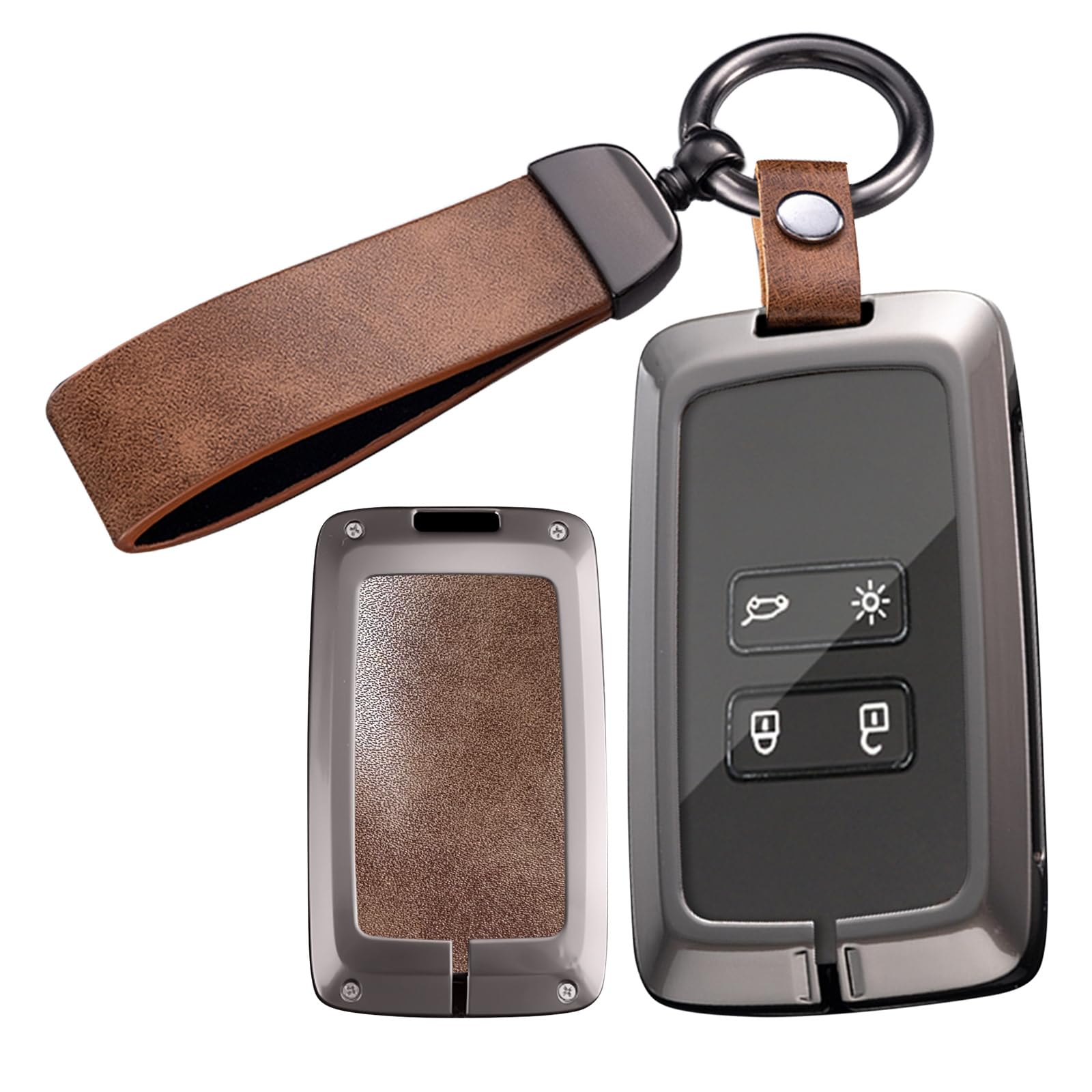 ontto Key Fob Holder Compatible with Renault Koleos Kadjar Captur Megane Talisman Espace Clio Zoe Scenic Arkana Dacia Sandero,Solid Car Key Cover with