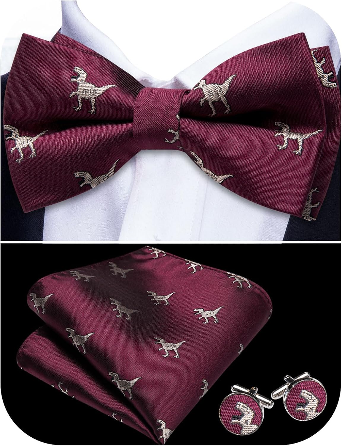 YOHOWA Paisley Striped Men Bow Tie Pre-Tied Formal Adjustable Colorful Bowties Handkerchief Cufflinks Set Wedding Party
