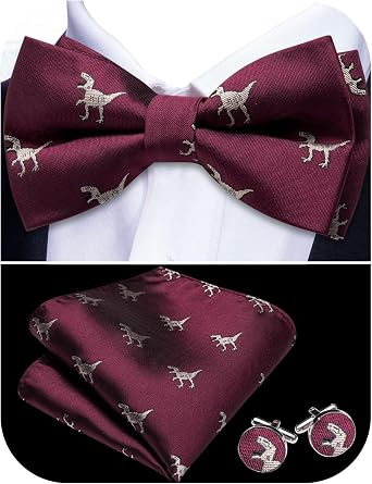 YOHOWA Paisley Striped Men Bow Tie Pre-Tied Silk Bowties Pocket Square Set