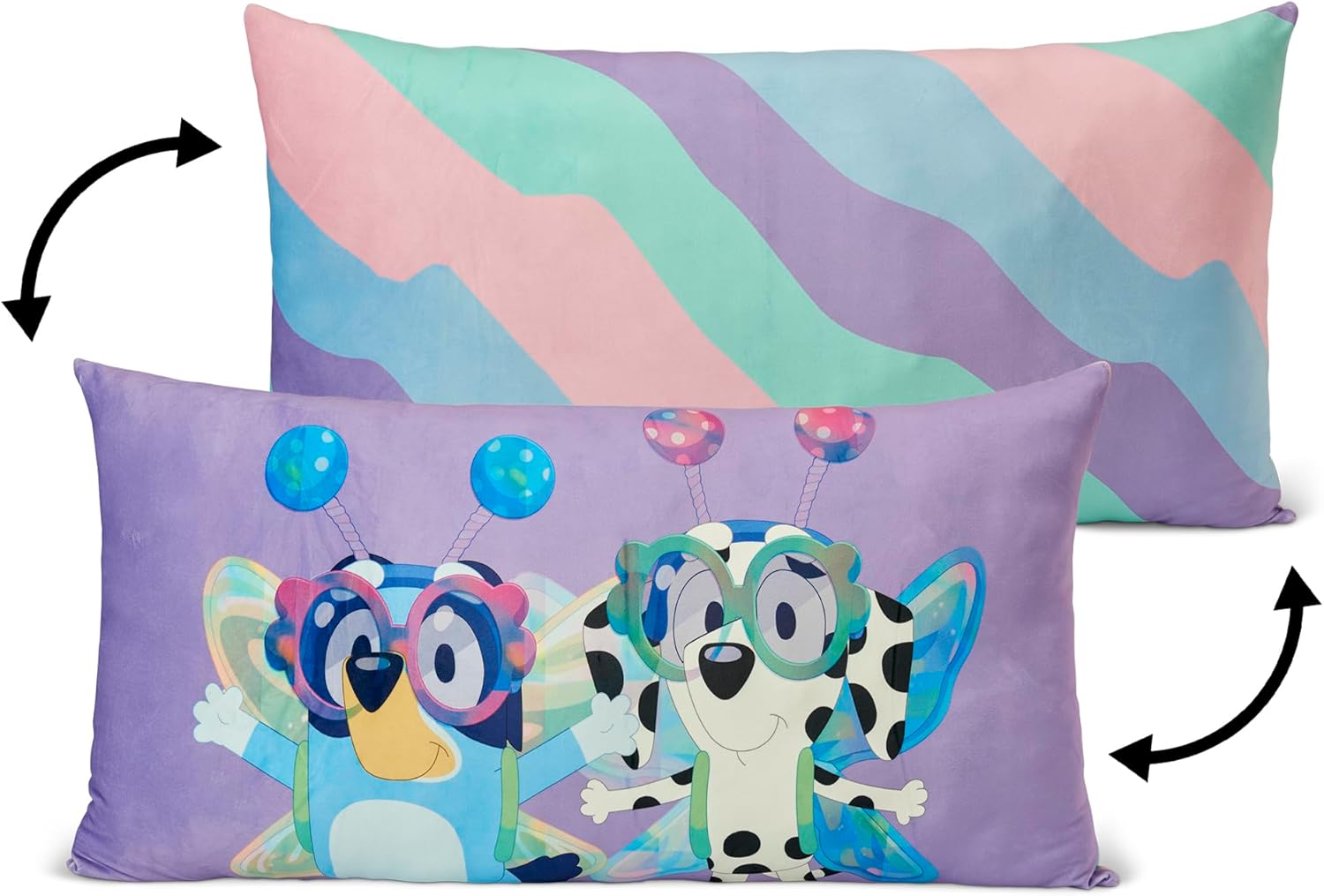 Northwest Bluey and Chloe Cloud Body Pillow – 18 x 36 Inch Reversible Pillow Plush – Soft 100% Polyester Bedding Pillow for Bedroom or Lounge – Cozy Bluey and Friends Design