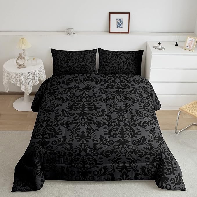 Erosebridal Adults Black Damask Bedding Set Antique Victorian Baroque