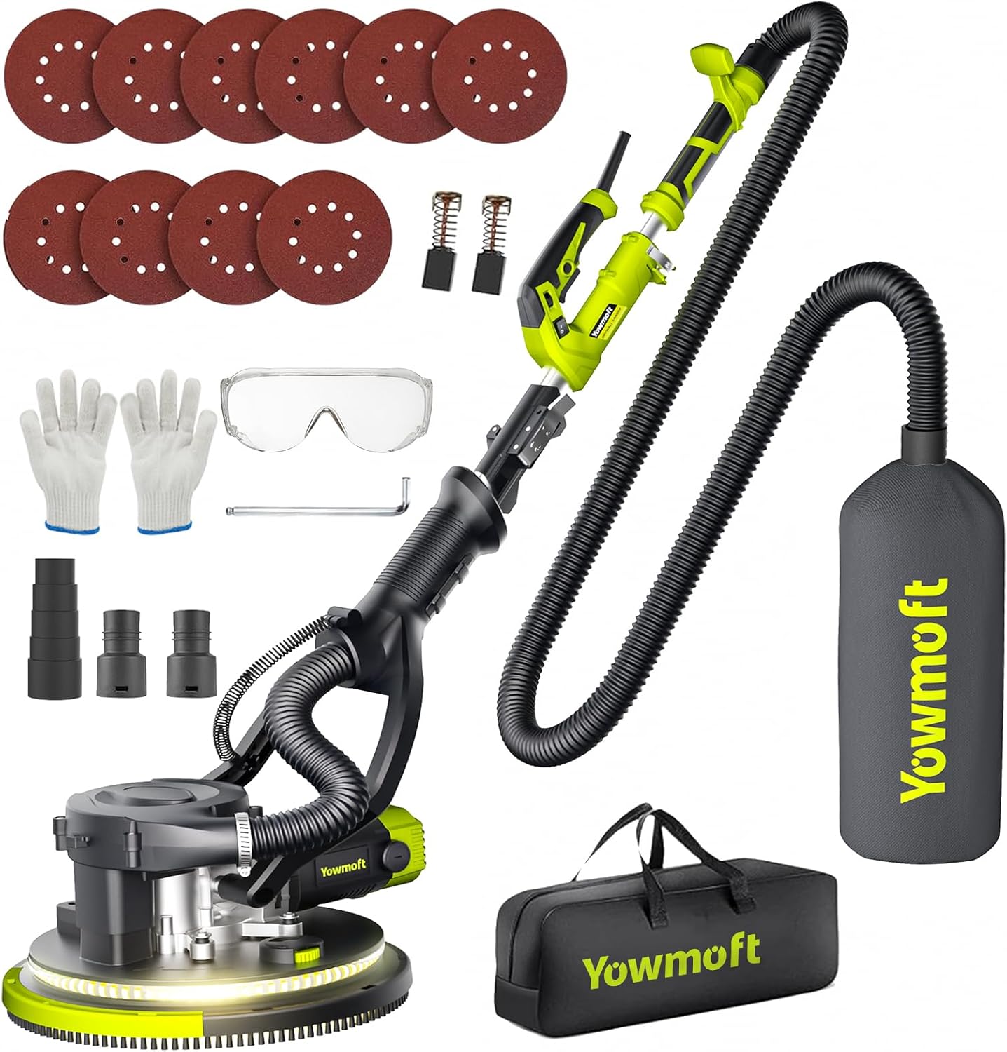 Photo 1 of Drywall Sander with Vacuum Dust Collector, 880W Popcorn Ceiling Removal Tool with 5 Variable Speed & LED Light, 1000-2100 RPM Electric Sander for Drywall with 9 Sanding Discs & Attachments 