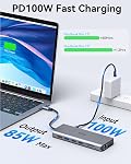 Selore USB C Station d'arrimage pour les moniteurs portables doubles, mise à niveau Triple station d'amarrage USB C Adaptateur Hub Dongle avec 2HDMI, VGA, Ethernet, USB-C/A Port, SD/MicroSD, Audio/Mic pour Dell/HP/Lenovo/Surface