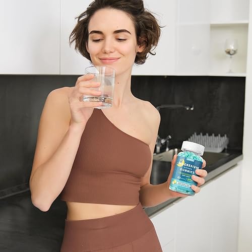 Miniatura 4 de Gomitas de glicinato de magnesio de 500 mg para dormir para hombres y mujeres, vitamina C, veganas que promueven la relajación muscular, magnesio