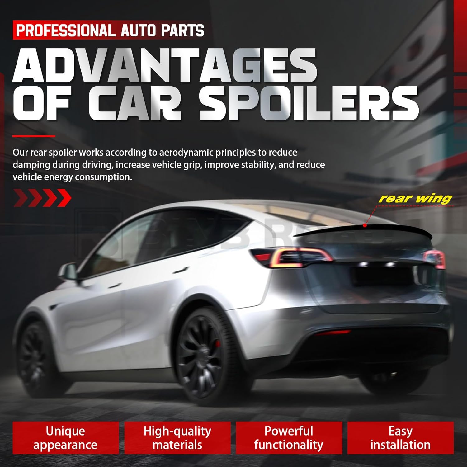 Spoilers for Cars Rear Trunk Spoiler Wing Compatible with Tesla Model Y 2025,Carbon Fiber